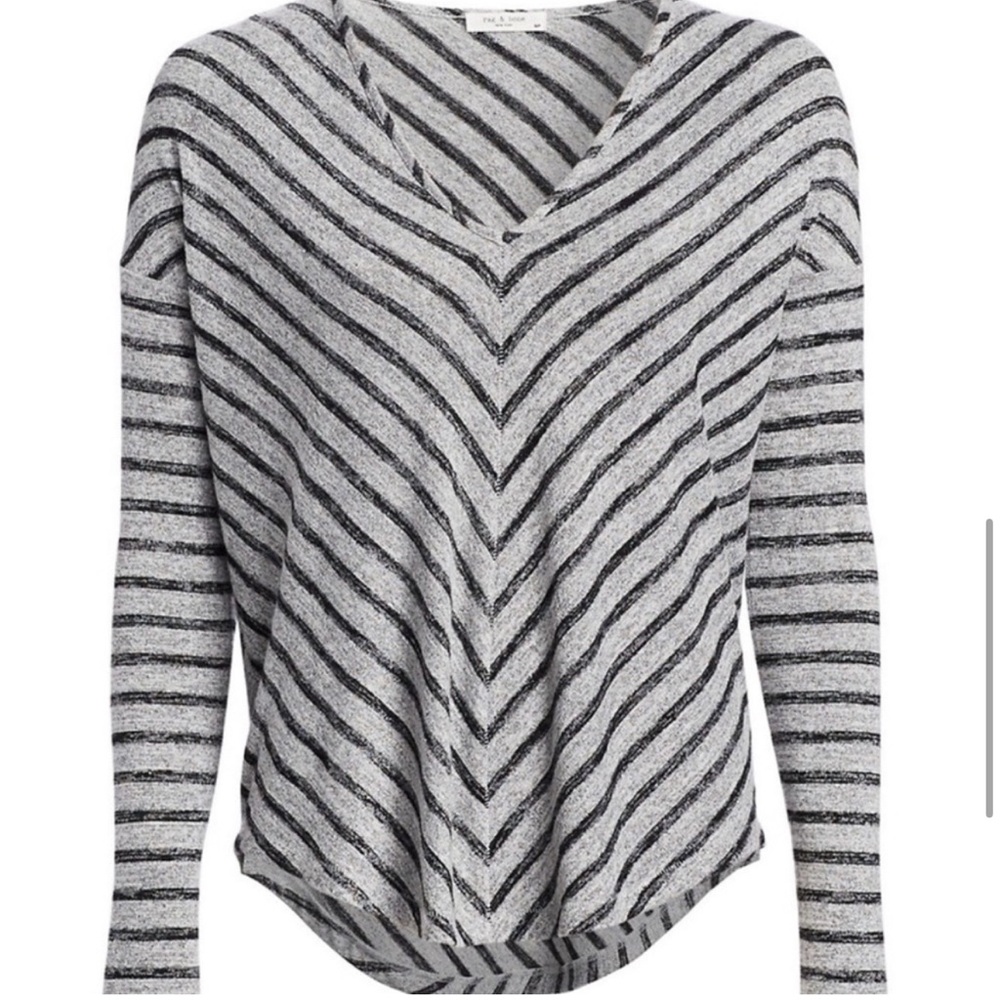 Rag & Bone STRIPED HUDSON VEE LONG-SLEEVE